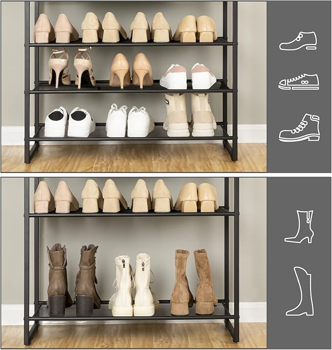 HOOBRO 10-Tier Shoe Rack, 29.5" L Shoe Storage Organizer, Large Capacity Shoe Shelf for Front Door Entrance, Entryway, Hallway, Holds 36-40 Pairs of Shoes, Closet, Rustic Brown and Black BF107XJ01-NeatNest