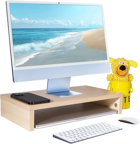 Monitor Stand Riser, Computer Stand, Desk Organizers and Accessories, Laptop Shelf Computer Monitor Riser with Storage for TV Screen PC Printer (Oak-15.75inch)