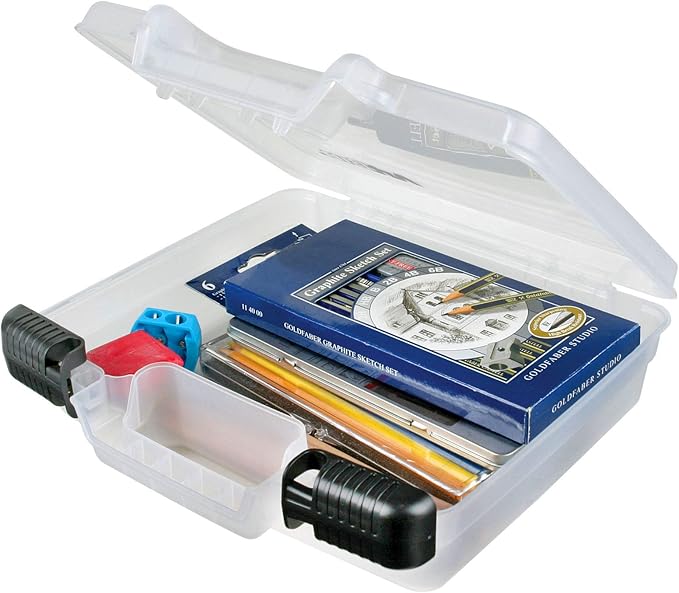 ArtBin 6972AB 10 inch Quick View Deep Base Carrying Case, Portable Art & Craft Organizer with Handle, [1] Plastic Storage Case, Translucent