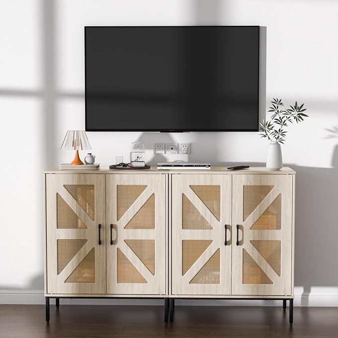 Buffet Cabinet with Storage Sideboard Accent Modern Credenza with Doors & Shelves 32.9" Tall Media Console Mid Century Coffee Bar Table for Living Room Kitchen Dining Room Hallway-NeatNest