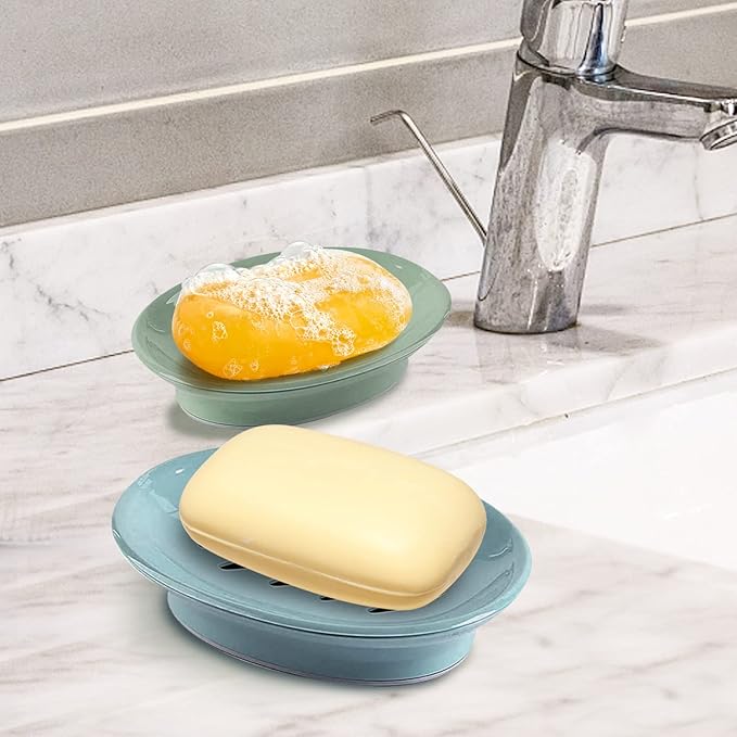 3-Pack Soap Dish with Drain Soap Holder, Soap Saver Easy Cleaning, Stop Mushy Soap Tray for Shower Bathroom Kitchen-NeatNest