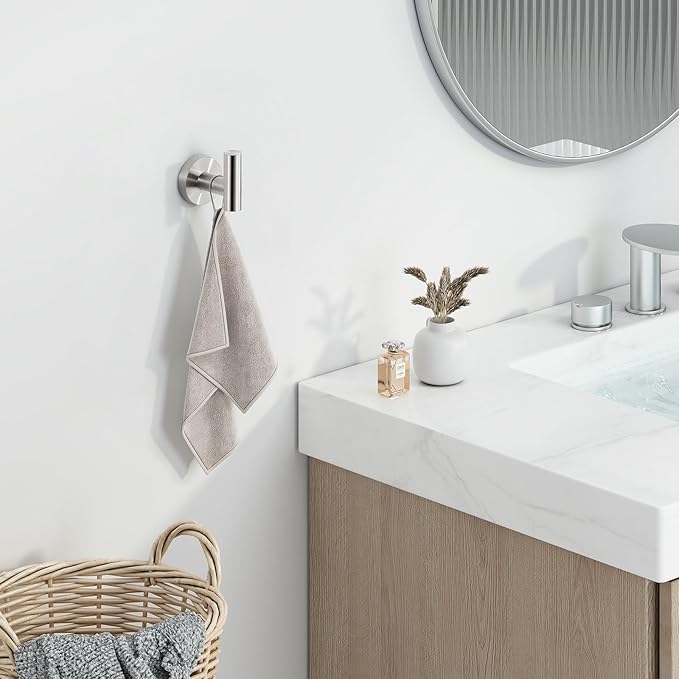 Angle Simple Robe Towel Hook, SUS 304 Stainless Steel Bathroom Hand Towel Coat Hook for Wall, Brushed Nickel