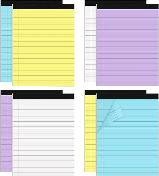 8 Packs Legal Pads 8.5x11, Totally 400 Sheets Colored Legal Pads 8.5x11, College Ruled Writing Pads Small Note Pads 50 Sheets/Pad Tablets Lined Notepad for School, Office, To-Do Lists