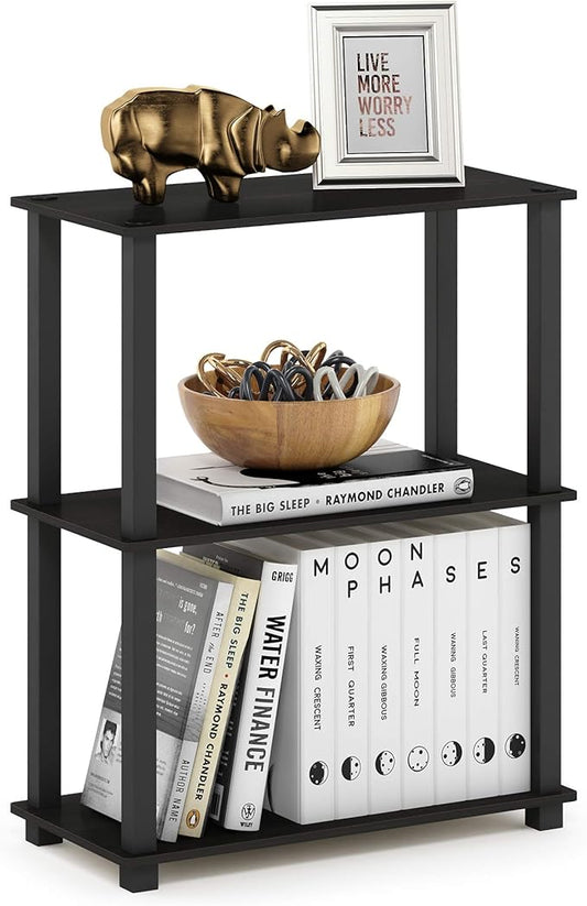 Furinno Turn-S-Tube 3-Tier Compact Multipurpose Shelf Display Rack with Square Tube, Espresso/Black-NeatNest