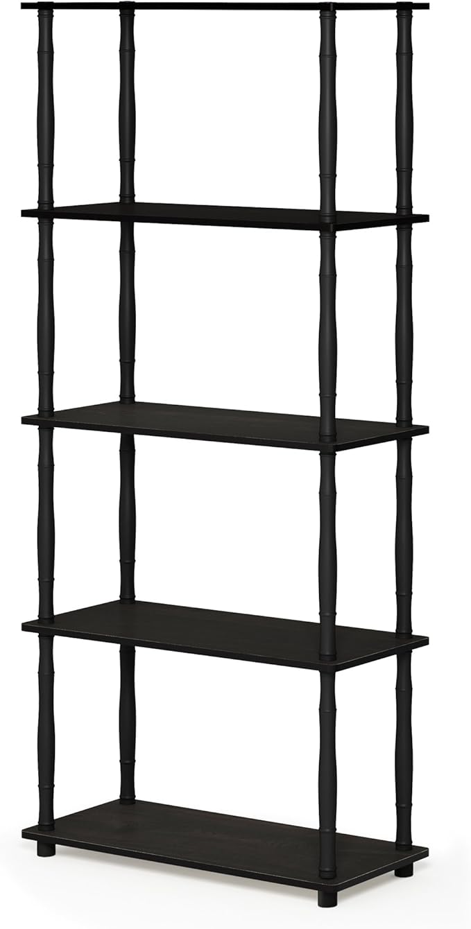 Furinno Turn-N-Tube 5-Tier Multipurpose Shelf / Display Rack / Storage Shelf / Bookshelf, Classic Tubes, Espresso/Black-NeatNest