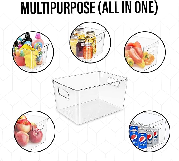 Clear Plastic Storage Bins - Perfect for Kitchen or Pantry Organization and Storage, Fridge and Cabinet Organizers-NeatNest