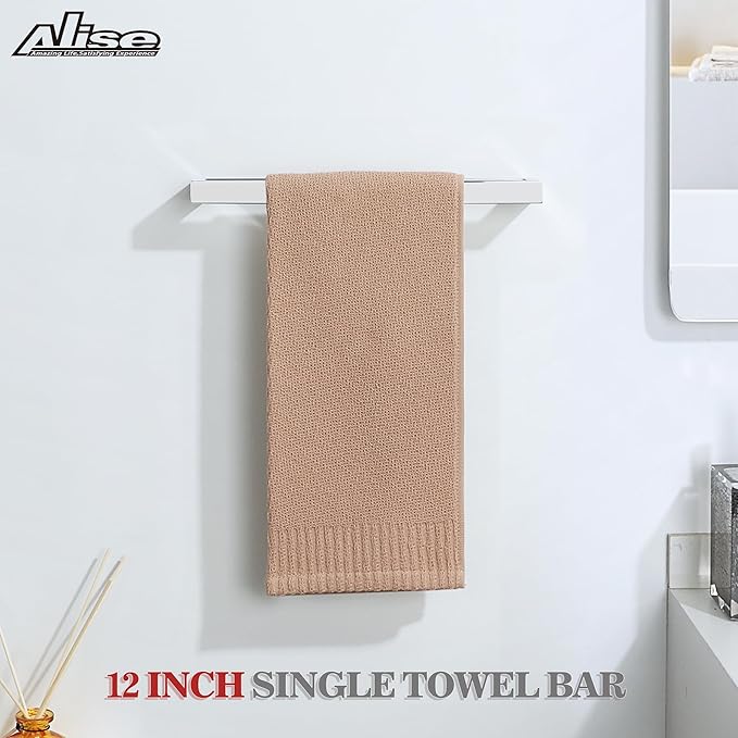 Alise Bath Towel Bar,Wall Mount Towel Holder Towel Rack Towel Hanger for Bathroom Lavatory,12 Inch SUS304 Stainless Steel Towel Rail,Polished Chrome GJF030-C