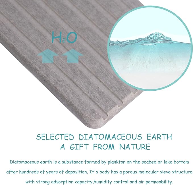 2 PCS Water Absorbent Diatomite Coasters Rectangle, Grooved Design, Water Absorbing Stone Used for Hand Soaps & Plants & toiletries in The Modern Home-NeatNest