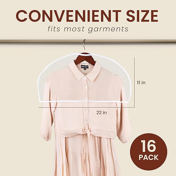 Handy Laundry Clear Vinyl Shoulder Covers - Set of 16 - Garment Protectors Keep your Suits, Dresses, Blouses, & Dust Free - Protect and Store your Clothing while they're In and Out of Season-NeatNest