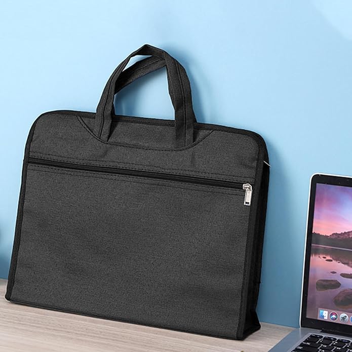 Oxford Document Bag with Handle Waterproof Lightweight Portable Zippered File Bag for Carrying Paper Files Filing Folder