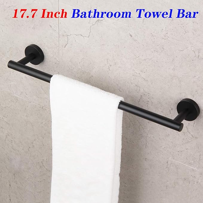 GERZWY Bathroom Towel Bar 18" Stainless Steel Towel Bar Matte Black Contemporary Style Wall Mount for Bath Kitchen AG1101C45-BK