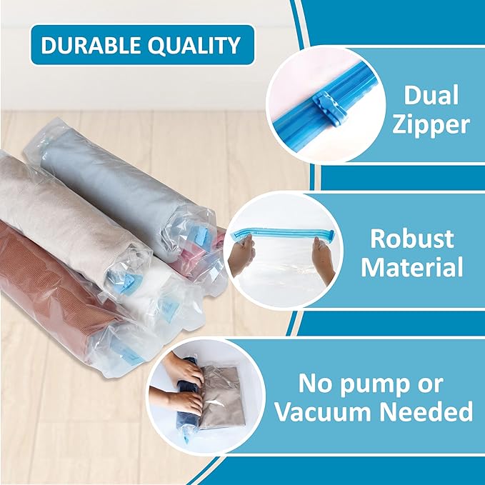 Compression Bags for Travel - Travel Essentials - 24 Pack Space Saver Bags - No Vacuum Needed - Compression Packing Bags for Cruise Accessories-NeatNest