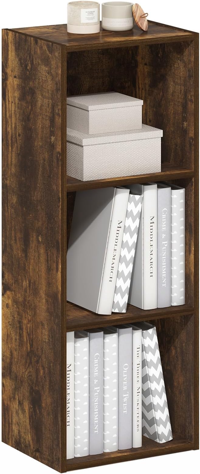 Furinno Luder 3-Tier Open Shelf Bookcase, Bookshelf, Amber Pine-NeatNest
