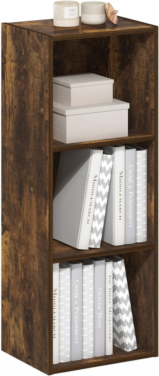 Furinno Luder 3-Tier Open Shelf Bookcase, Bookshelf, Amber Pine-NeatNest