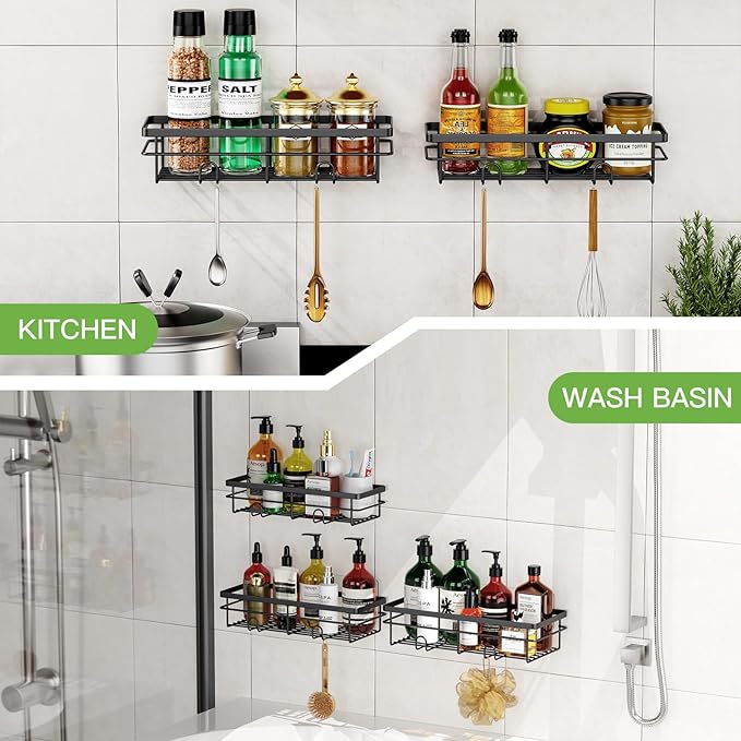 Uamector Shower Caddy Organizer Rustproof - Bathroom Shelves Rack for Home Decor & Storage - Adhesive Wall Shampoo Holders for Inside - Bath Tub Organization