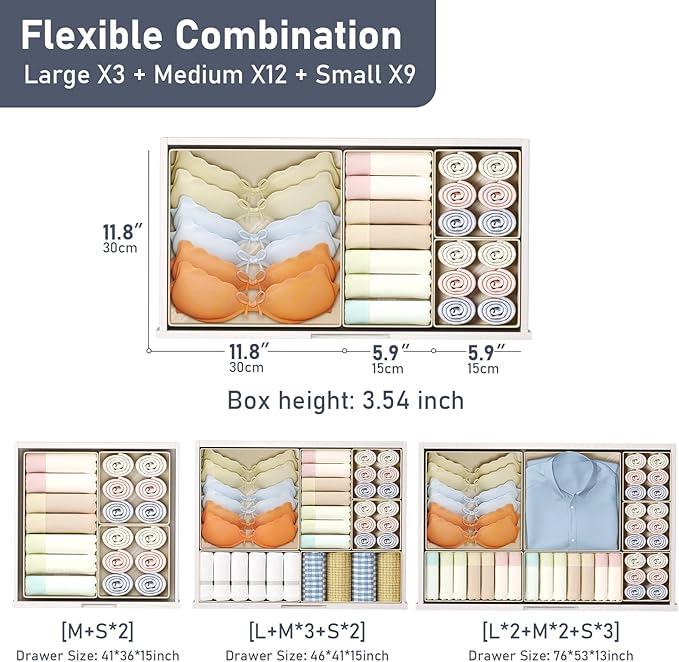 DIMJ Drawer Organizer Clothes Storage - 24 Pack Baby Dresser Organizer for Nursery, Small Fabric Closet Drawer Organizer Bins for Underwears Socks, Foldable Storage Dividers Organization for Bedroom-NeatNest
