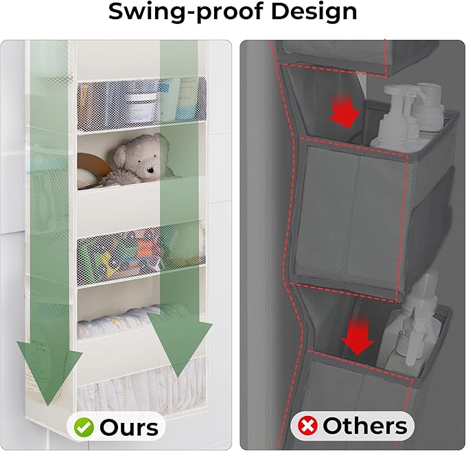 GRANNY SAYS Over The Door Organizer, 5-Shelf Behind The Door Storage with 8 Pockets and Clear Window, Anti Tilt Large Capacity Door Hanging Organizer for Kids Nursery, Pantry, Laundry, Beige, 1 Pack-NeatNest