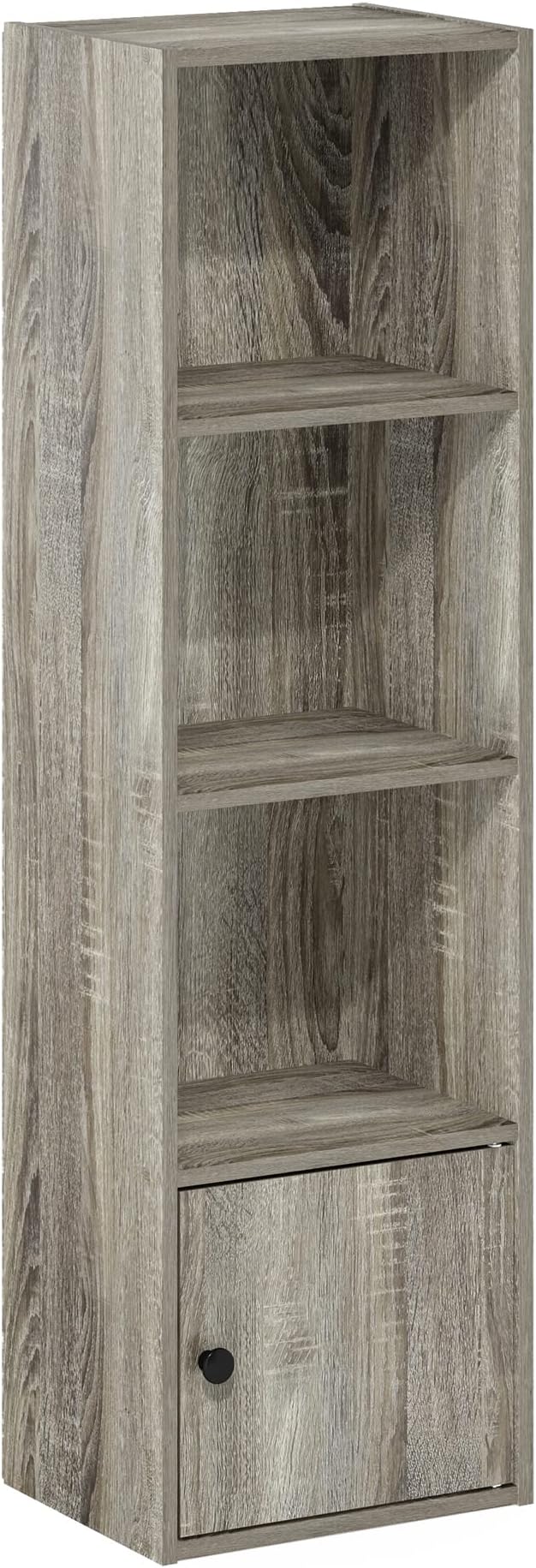 Furinno Luder Shelf Bookcase with 1 Door Storage Cabinet, French Oak-NeatNest