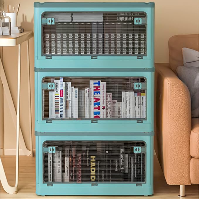 Collapsible Storage Bins,Storage Bins with Lids,Stackable 8.2Gal Folding Storage Box-NeatNest