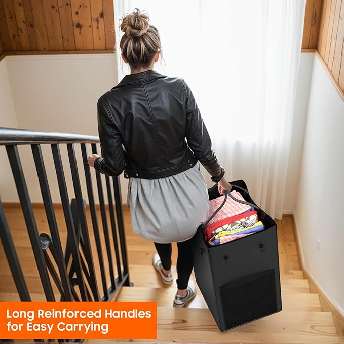 150l Laundry Hamper with Lid, Rolling Laundry Basket with Wheels, Large & Tall Dirty Clothes Hamper with Metal Frame and Removable Bag for Bedroom Aesthetic, Laundry Room, Bathroom, Dorm-Black