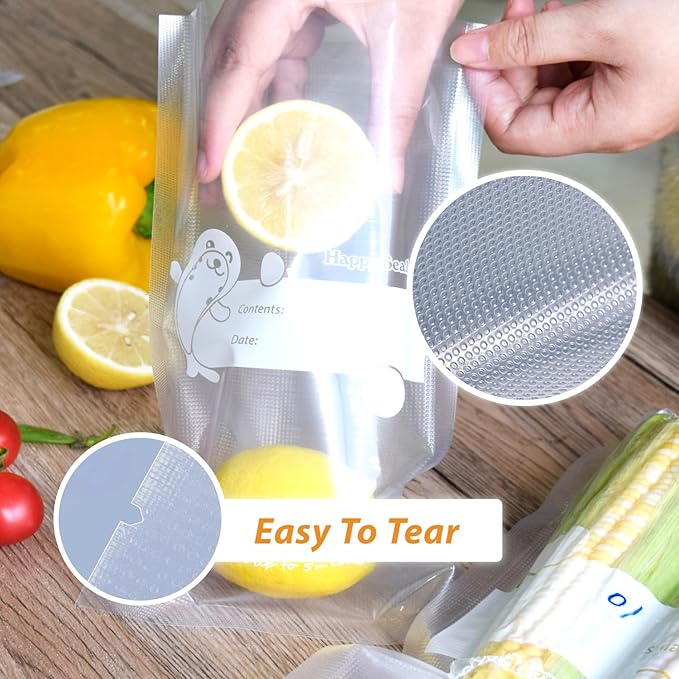 Happy Seal Vacuum Sealer Bags 8" x 12" 100 Quart Size for Food, Pre-cut Food Saver Airtight Vac Storage, Meal Prep or Sous Vide, Commercial Grade Vacuum Seal Freezer Bags-NeatNest
