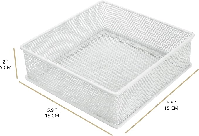 Annova Mesh Stackable Drawer Cabinet and Shelf Organizer Bins Storage Basket School Office Supply Holder Tray- Set of 2 (White, 6x6x2 Inch)-NeatNest