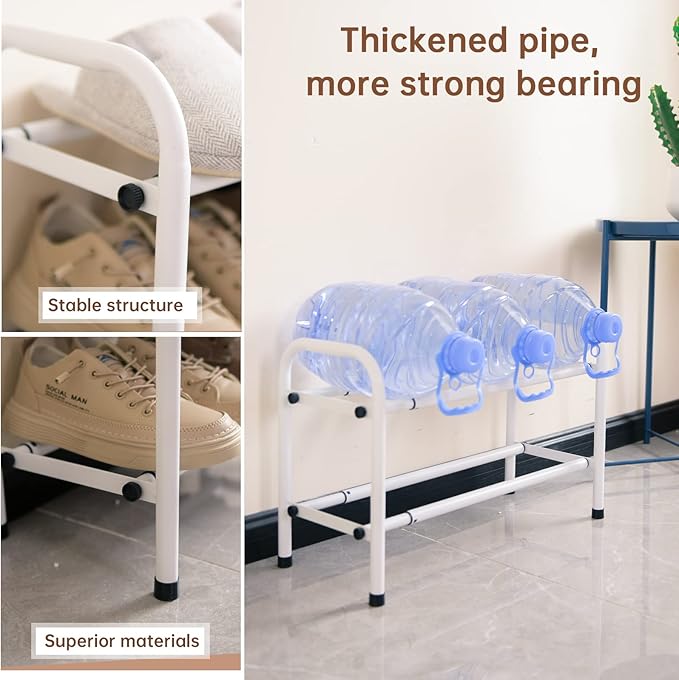 Gonfoam 2-Tier Expandable Shoe Rack,Adjustable Shoe Shelf Storage Organizer Heavy Duty Metal Free Standing Shoe Rack for Entryway Closet Doorway (White)-NeatNest