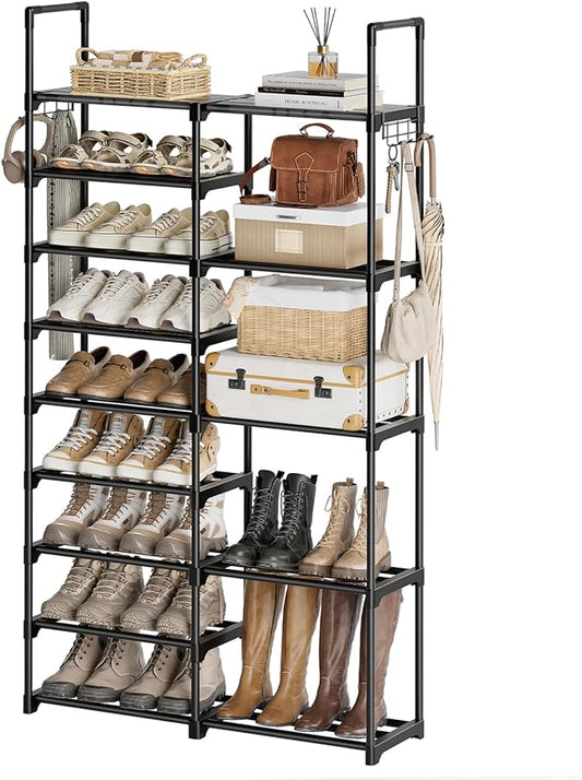 WOWLIVE 9 Tiers Shoe Rack Shoe Storage Shoe Organizer 30-35 Pairs Shoe Tower Unit Shelf Durable Metal Pipes with Plastic Connectors Stackable Cabinet Black(SSS2B9)-NeatNest