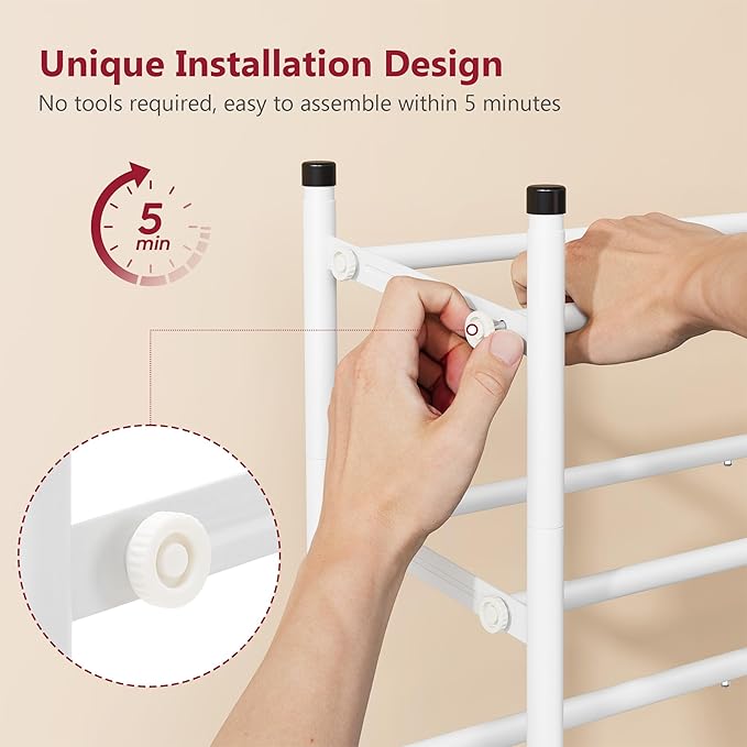 Tajsoon Expandable Shoe Rack for Closet 4 Tier, 29“-41“Adjustable & Stackable Shoe Shelf Storage, Metal Shoe Rack Organizer for Front Door Entrance, Closet, Garage, Entryway, White-NeatNest