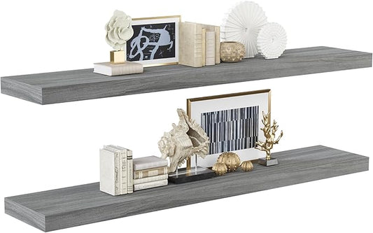 BAMEOS Floating Shelves,40 in W x 8in D Wall Mounted Wooden Shelves with Invisible Brackets Set of 2, Hanging Wall Shelves Decoration for Bedroom, Bathroom, Living Room and Kitchen-NeatNest