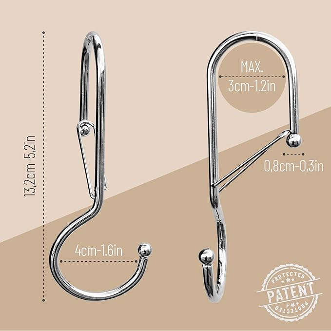 6 Purse Hanger for Closet. Tote Hanger. S-Shaped Hooks S Hooks Twist Design. Anti Drop S-Shaped Hook for hanging handbags with Safety Buckle to Prevent Falls. Heavy Duty. (Silver, Twisted)-NeatNest