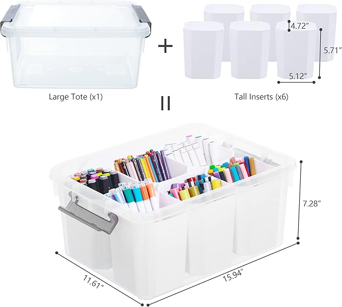Citylife 17 QT Plastic Storage Bins Clear Storage Box with Lids Multipurpose Stackable Storage Containers for Organizing Tool, Craft, Crayon-NeatNest