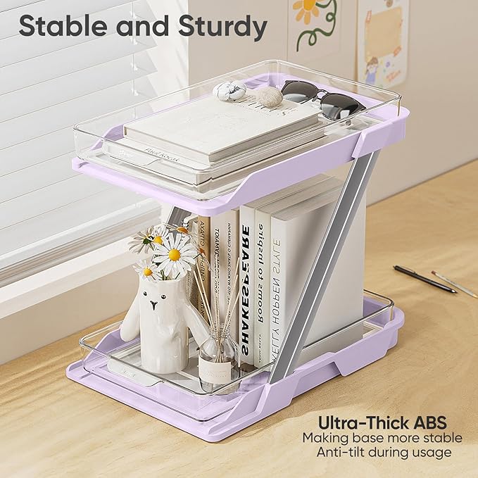 3 Pack Bathroom Organizers and Storage - Multi-Purpose,2-Tier Clear Pull Out Organization for Bathroom,Under Sink,Kitchen,Vanity,Countertop,Cabinet,Pantry & Medicine Cabinet,Pink-NeatNest