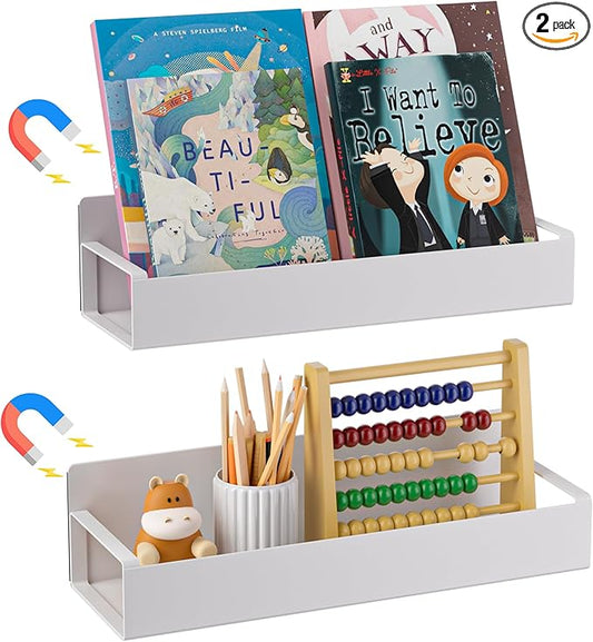 Metal Magnetic Book Shelf For Whiteboard, 2 Pack Magnetic Shelves For Classroom