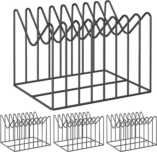 4 Sets Wire File Organizer for Desk,File Folder Holder/Rack/Stand,File Sorter Organizer,Desktop Record/Clipboard Holder,8 Sections Storage,Anti-Scratch/Rusty,Steel Stable Holder,Black