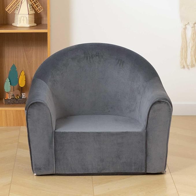 ALIMORDEN Adorable Toddler Chair, Snuggly Foam Seat for Little Ones with Removable Washable Cover - Soft Reading Couch for Boys and Girls, Grey-NeatNest