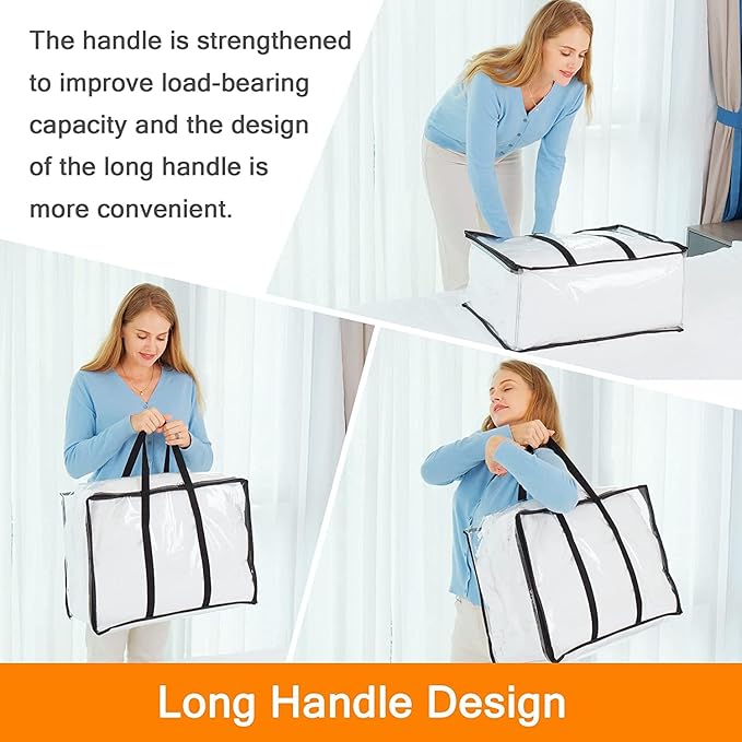 Vieshful 7 Pack Clear Comforter Storage Bag, 40L Clothes Storage Bag with Zipper Closet Organizer, Plastic Storage Containers Moving bags for Comforter, Blanket, Bedding, Duvet, Toys-NeatNest
