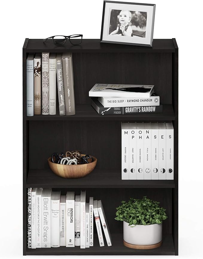 Furinno Pasir 3-Tier Open Shelf Bookcase, Espresso