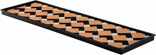 Anji Mountain Rubber Boot/Shoe Tray with Coir, Fits 4 Pair (46.5"" Wide), Tan and Black Chevron Insert (AMB0BT4F-011)