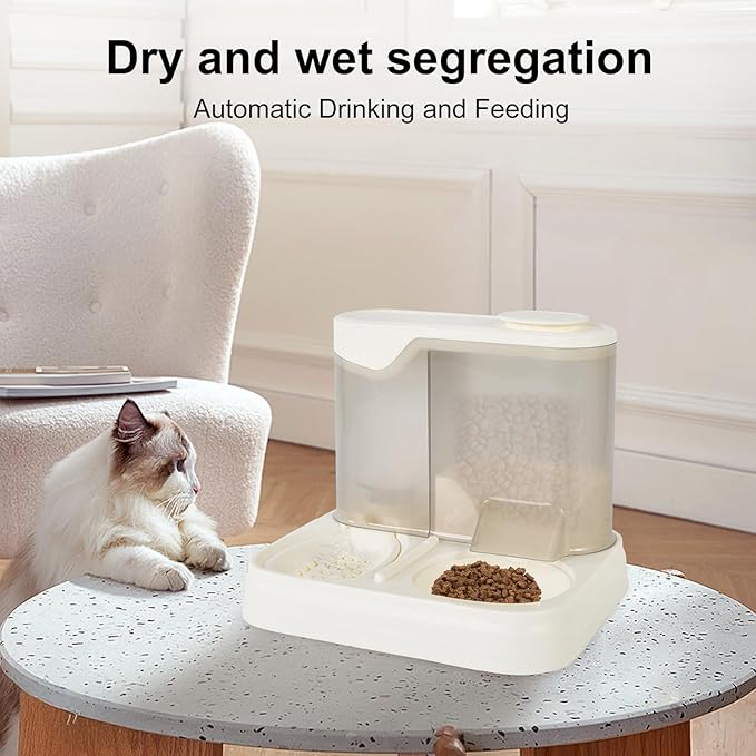 Gravity Pet Feeder and Water Dispenser Set, Automatic Dog Feeder and Dog Water Dispenser for Dogs Cats Pets Animals Large Capacity (White)-NeatNest