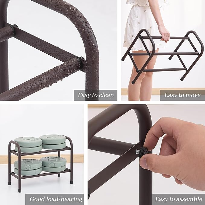Expandable Shoe Rack, Adjustable Shoes Organizer Metal, Space-Saving Storage Shelf for Closet, Entryway, Front Door & Hallway,Sturdy and Easy Assembly (Brown, 3-Tier)