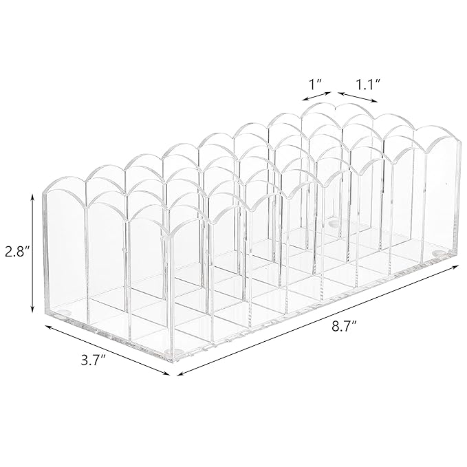 Hedume 2 Pack Lip Gloss Holder Organizer, 24 Spaces Acrylic Lip Gloss & Makeup Holder, Lipgloss Display Case for Tall Products-NeatNest