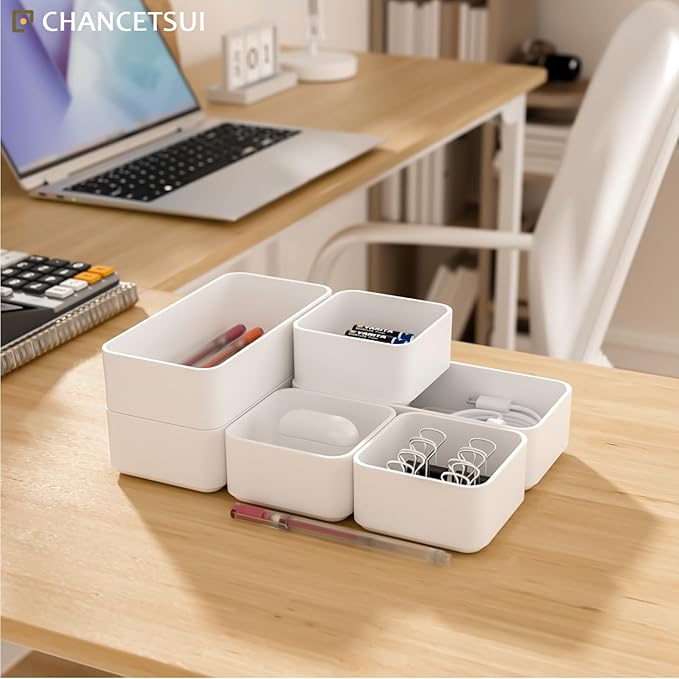 CHANCETSUI White Makeup Drawer Organizer for Vanity: Bathroom Cosmetic Organizers Trays and Storage, Stackable Plastic Drawers Organization.-NeatNest