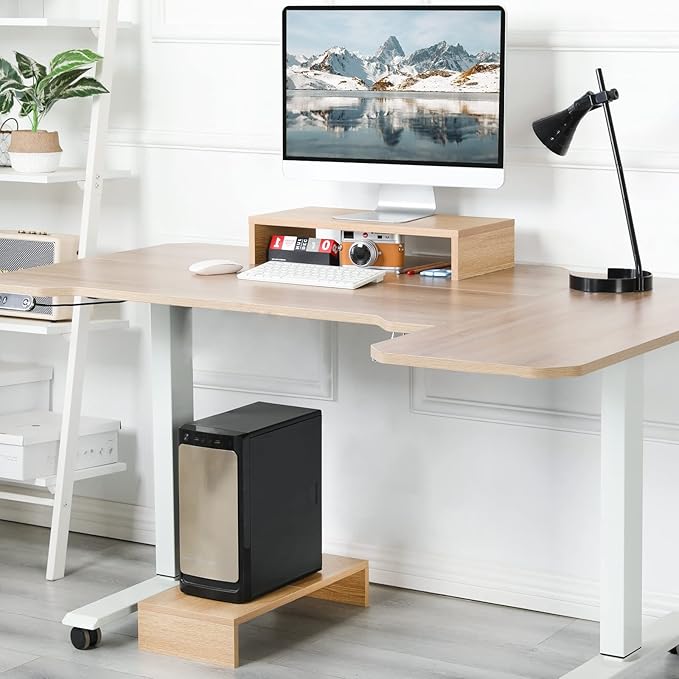 TEAMIX 2 Pack Monitor Stand Riser-20 inch, Wooden Desktop Riser for TV/PC/Laptop/Printer, Cozy Monitor Riser with Storage, Computer Stand Space-Saving-NeatNest