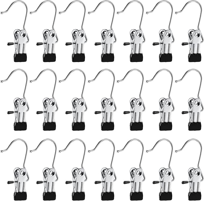 Hotop Boot Hanger Clips for Closet, Laundry Hanging Hooks Heavy Duty Clips Boot Holder Portable Single Hooks Space Saving for Pants Jeans Clothes Hats Tall Towels(Silvery,36 Pieces)-NeatNest