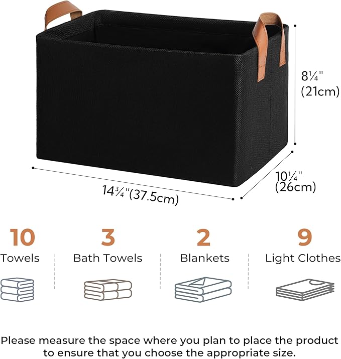 GRANNY SAYS Storage Baskets for Shelves, Closet Organizer Bins, Clothes Storage Bins with Metal Frame, Large Baskets for Organizing and Storage, Collapsible, Black, 2-Pack-NeatNest