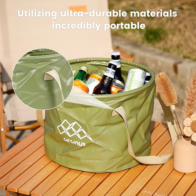 CIRCINUS Collapsible Water Bucket 5.28 gallons (20 liters) Portable wash Basin for Camping Fishing Travel Outdoor Gardening car Washing (Green)-NeatNest