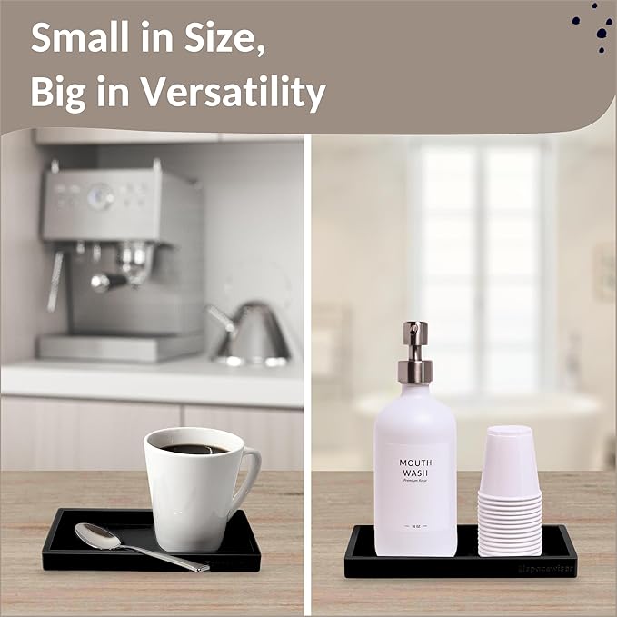 Countertop and Vanity Tray - 2 PC Small 7.7" Silicone Bathroom Trays, Kitchen Soap Tray, Dish Sponge Soap Holder Kitchen Sink Organizer Caddy, Bathroom Counter Trays for Lotion Dispenser-NeatNest