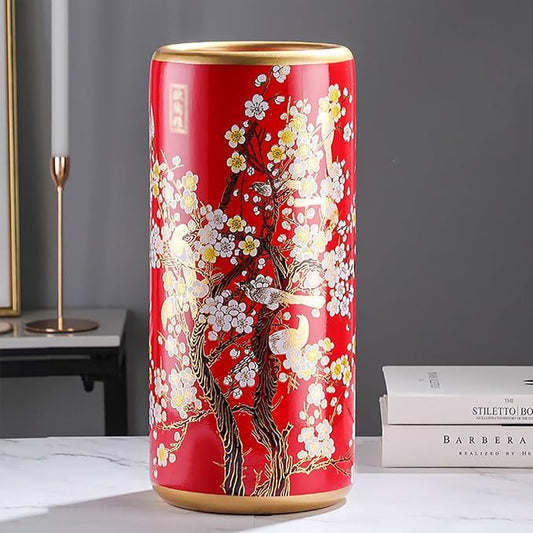 Ceramic Umbrella Stand Living Room Floor-Standing Freestanding Cane Chinese Umbrella Stand Multifunctional Painted Porcelain Vintage Ceramics Flower Vases for Home Office Entrance Indoor(E)-NeatNest