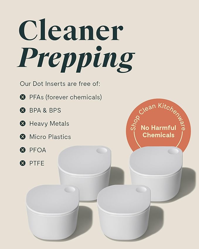 Caraway 4pc Dot Inserts - Dash Ramekins w/Lid - Easy to Store, Non Toxic - Perfect for Sauces, Garnish, & Small Snack or Sides-NeatNest